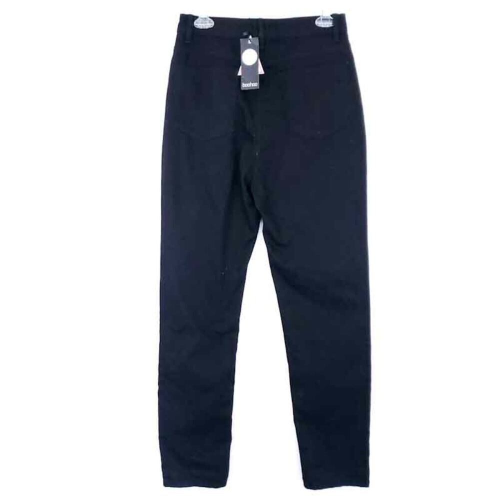 NEW Boohoo Tall Turn Up Cuff Mom Jeans Black Size 4 TALL High Waist 100% Cotton - Picture 4 of 8
